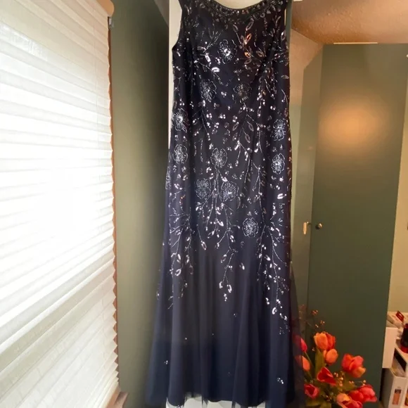 Oleg Cassini | Other | Oleg Cassini Off The Shoulder Beaded Dress With Godget Hem Navy Blue | Poshmark Oleg Cassini | Other | Oleg Cassini Off The Shoulder Beaded Dress With Godget Hem Navy Blue | Poshmark